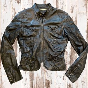 Max Studio Genuine Leather Moto Jacket
